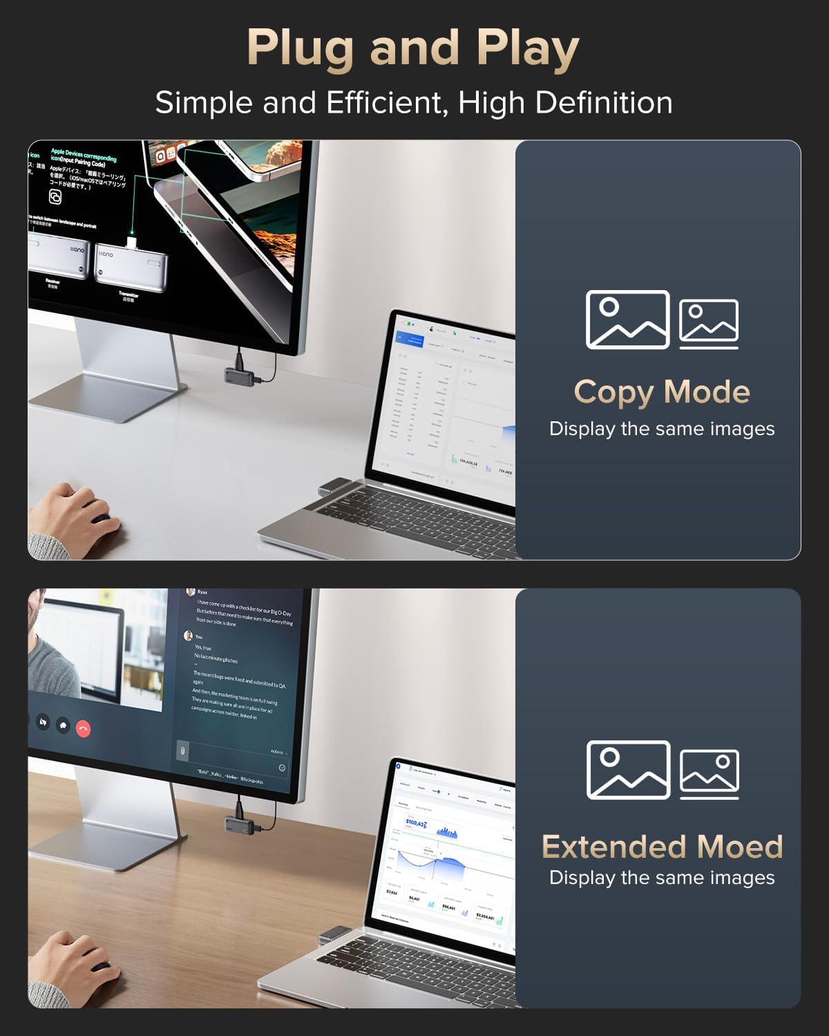 llano S850 4K 1080P Wireless Video Transmission Extender TV Monitor Projector PC